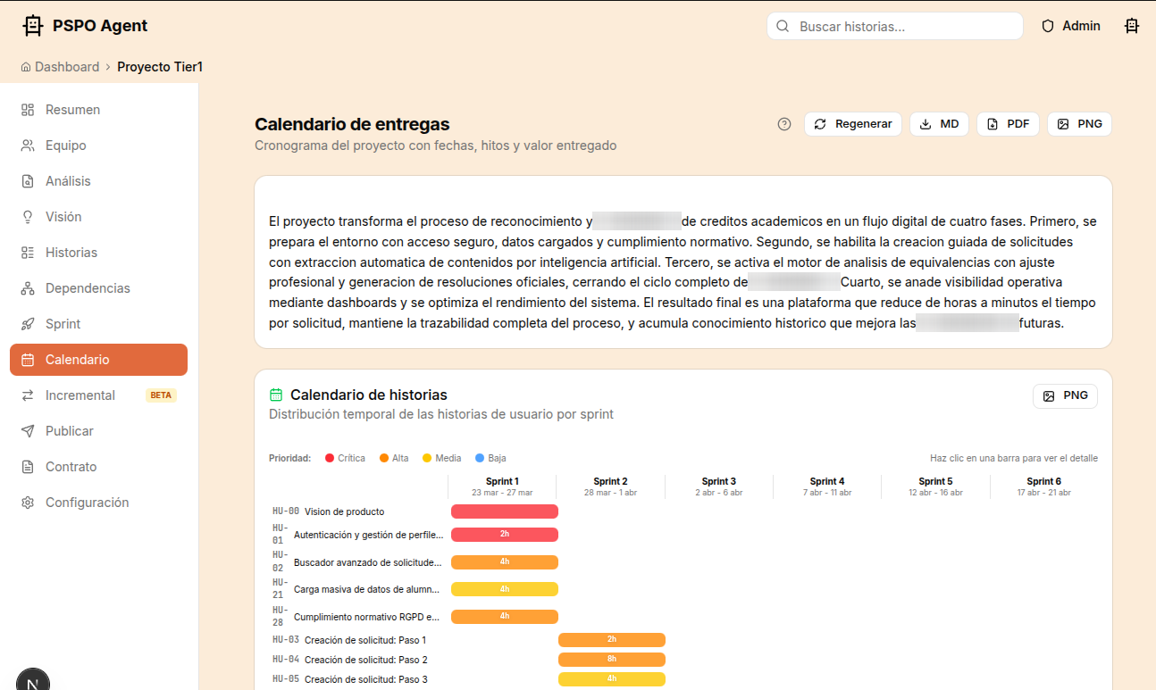 Calendario de entregas